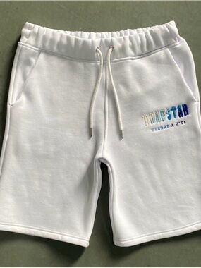 White Trapstar Embroidered Logo Athletic Shorts